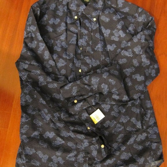 NWT Gitman Vintage Mens Medium Seersucker Pineapple Button Down Shirt Swingers - Picture 3 of 5